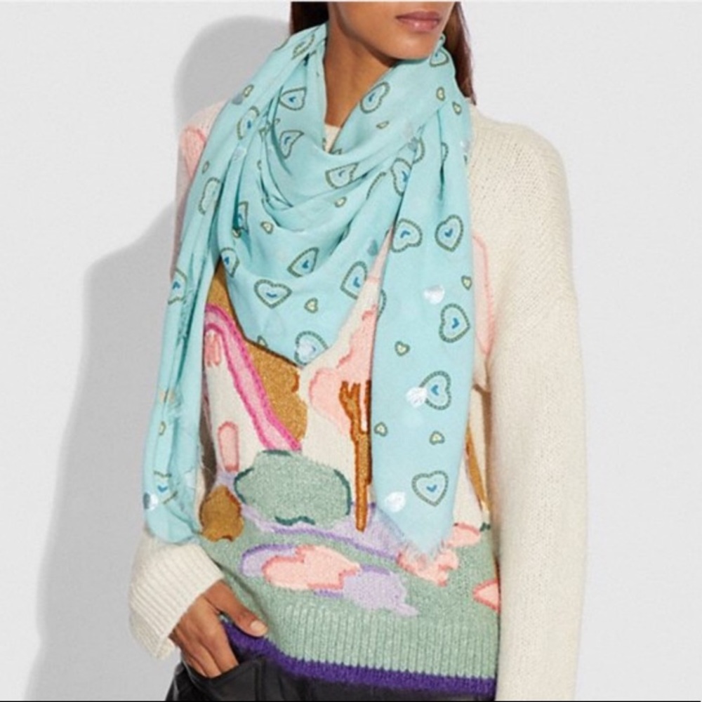 Coach Scarf Western Heart Oversized Sqaure